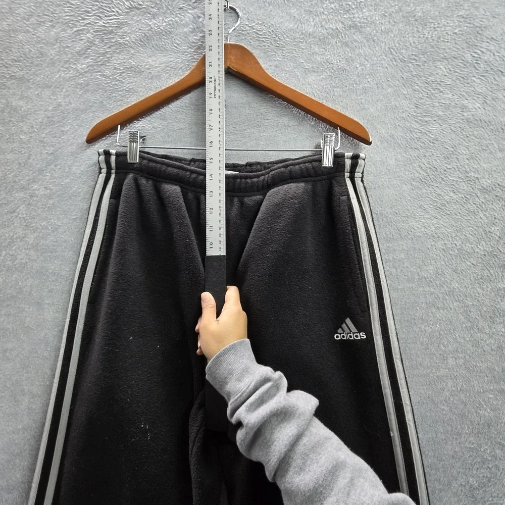 Adidas Men Activewear Pants M Black Embroidered Sweatpants‎ Fleece Logo 28